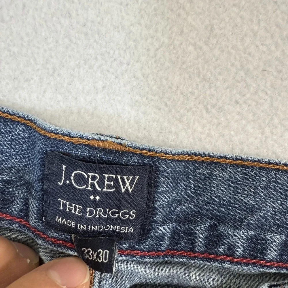 J Crew Jeans men's 33x30 Blue Denim The Driggs Straight Fits‎ Whisker Faded